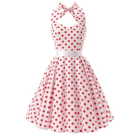Women's 1950s Cocktail Dress Halter Retro vintage Rockabilly Swing Dress - Picture 1 of 6